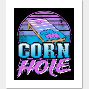 Retrowave Sunset Vaporwave Bean Bag Toss Vintage Cornhole Posters and Art